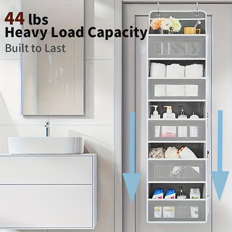 Five-Layer Door Hanging Storage Box with 5 Large Pockets, Anti-Tip 44lb Capacity, Ideal for Bedroom, Bathroom, Kitchen, Kids' Room