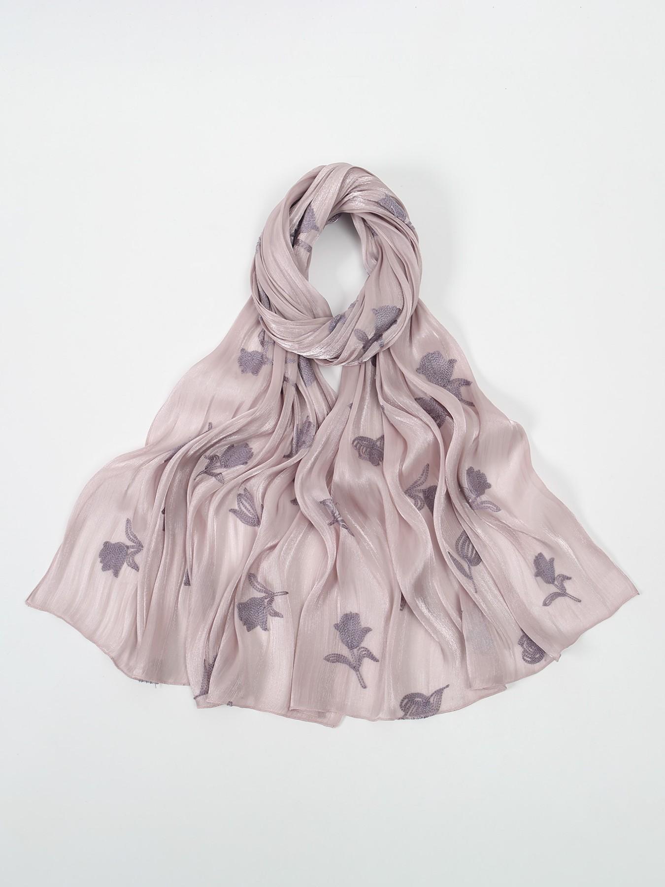 Women's Rose Floral Print Headscarf, Boho Style Beach Sunshade Wrap, Shimmer Satin Silk, Elegant Hijab for Daily Wear, Outdoor Leisure