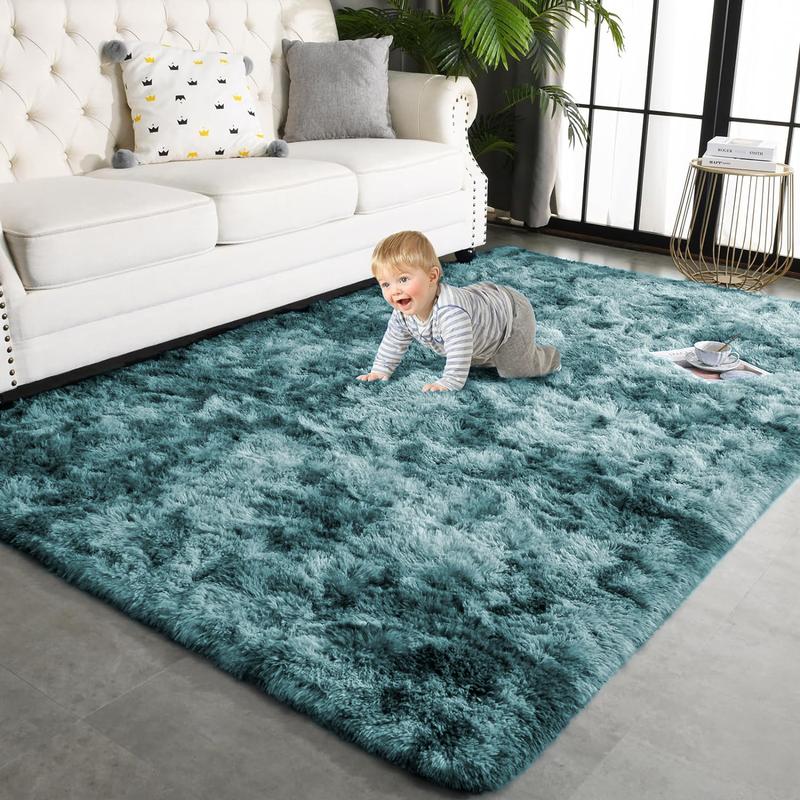 【Deals for You Days】Tie-Dyed Fluffy Shag Rug Area Rugs for Living Room Nursery Dorm Anti-Skid Soft Modern Plush Aesthetic Room Decor Floor Protection