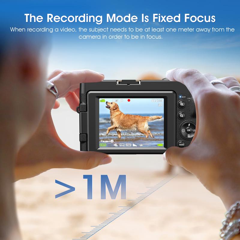 DC101 Digital Camera, 4K Video Recording & 48MP Auto Focus Camera, 180 Degree Flippable Display Camera, 16X Magnification Digital Camera with 32G Memory Card, Ideal Gift for Photography Beginners