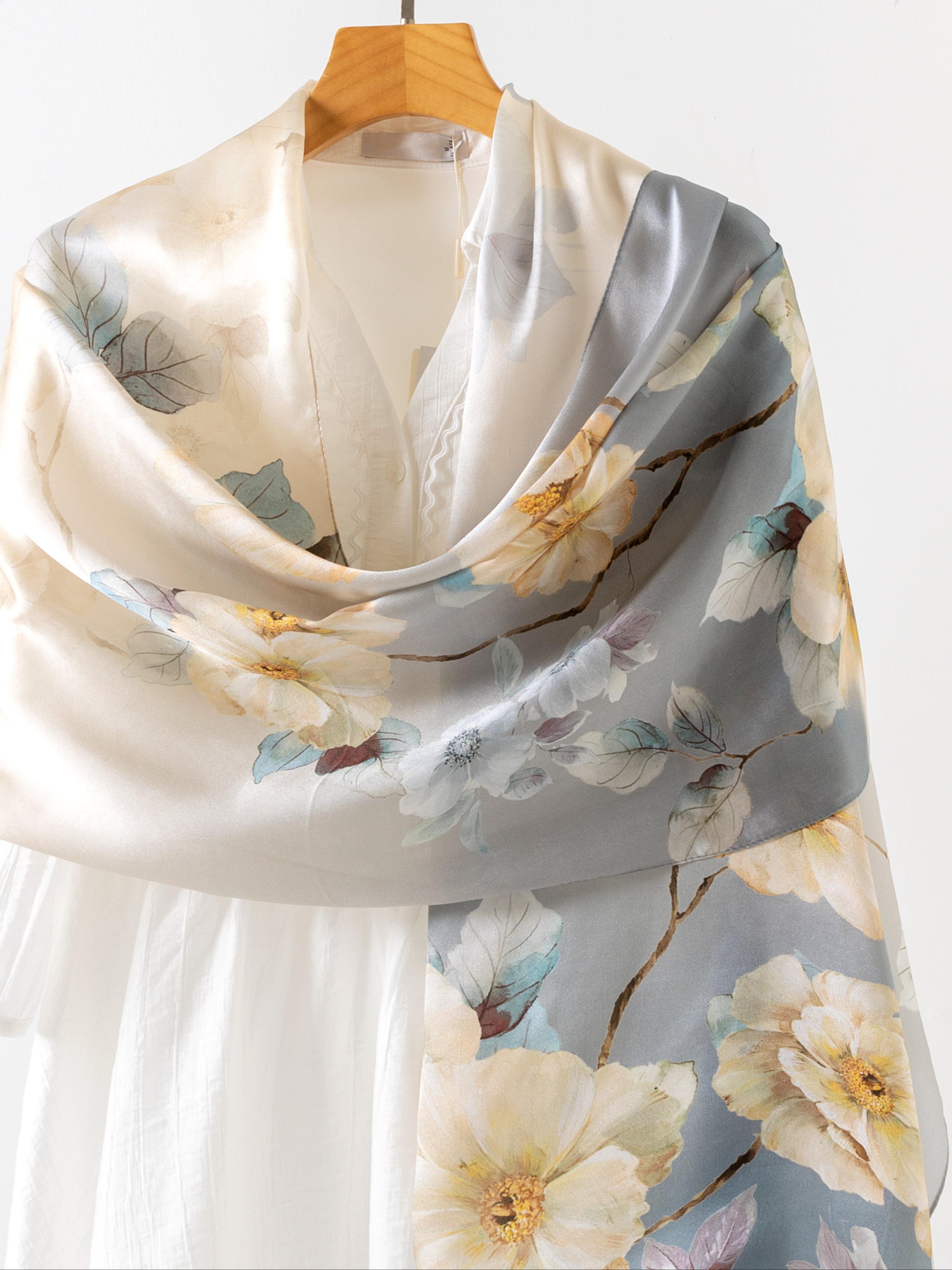 67.7x20.87 Inch Silk Shawl for Women, Vintage Chinese Print, Soft and Skin-Friendly, Perfect for Daily Wear, Party and Event Accessories