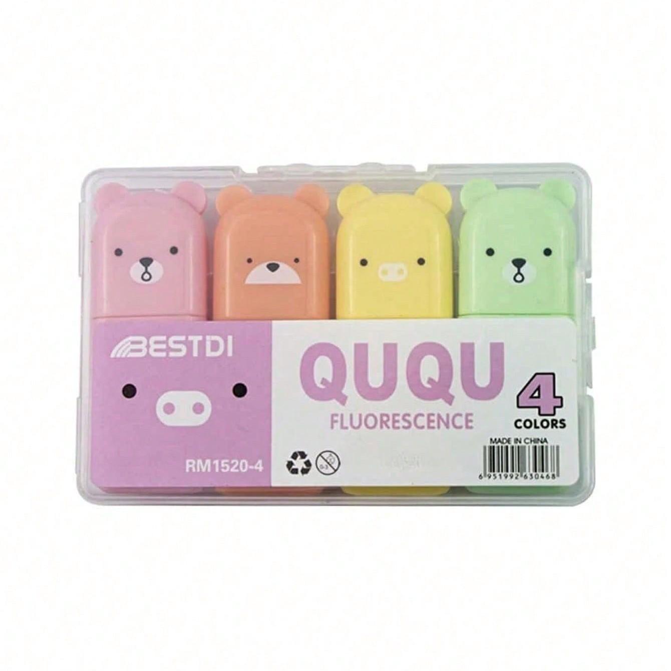 Cute Bear Design Highlighter Pen, 6 Counts/set Mini Colorful Highlighter Pen, Writing Pen for Students, School, Office, Home