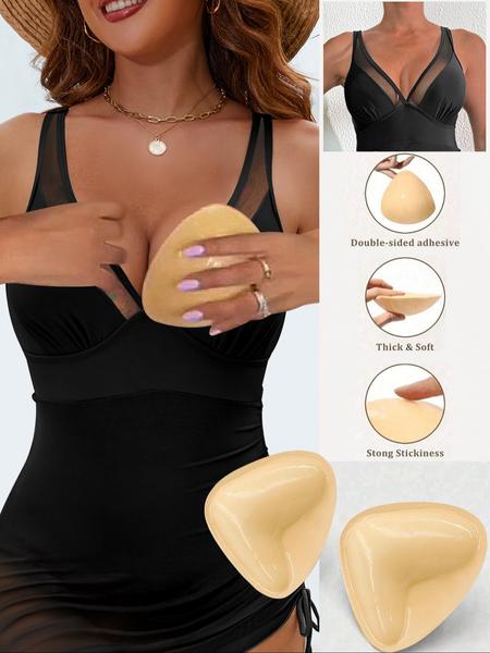 Reusable Self-Adhesive Bra Pads, Invisible Bikini Style, Waterproof Transparent Bag Packaging, Moderate Thickening, Summer Use, Bra Inserts