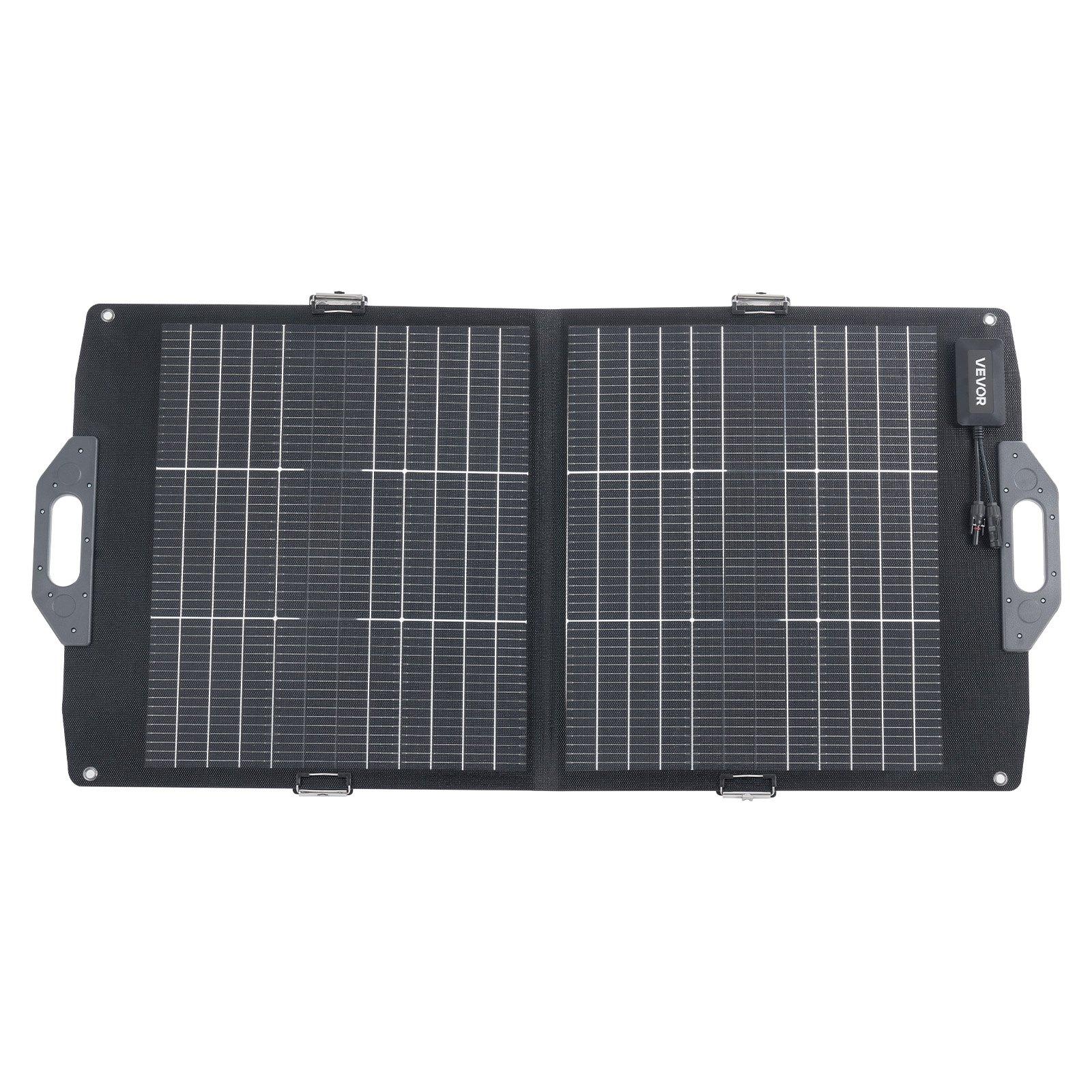 VEVOR 100W Bifacial Solar Panel, 16BB N-Type Foldable Monocrystalline Solar Panel Charger 24 Efficiency, Portable with MC4 Output, USB-A (QC3.0), Type-C DC Ports for Power Stations Camping Hiking