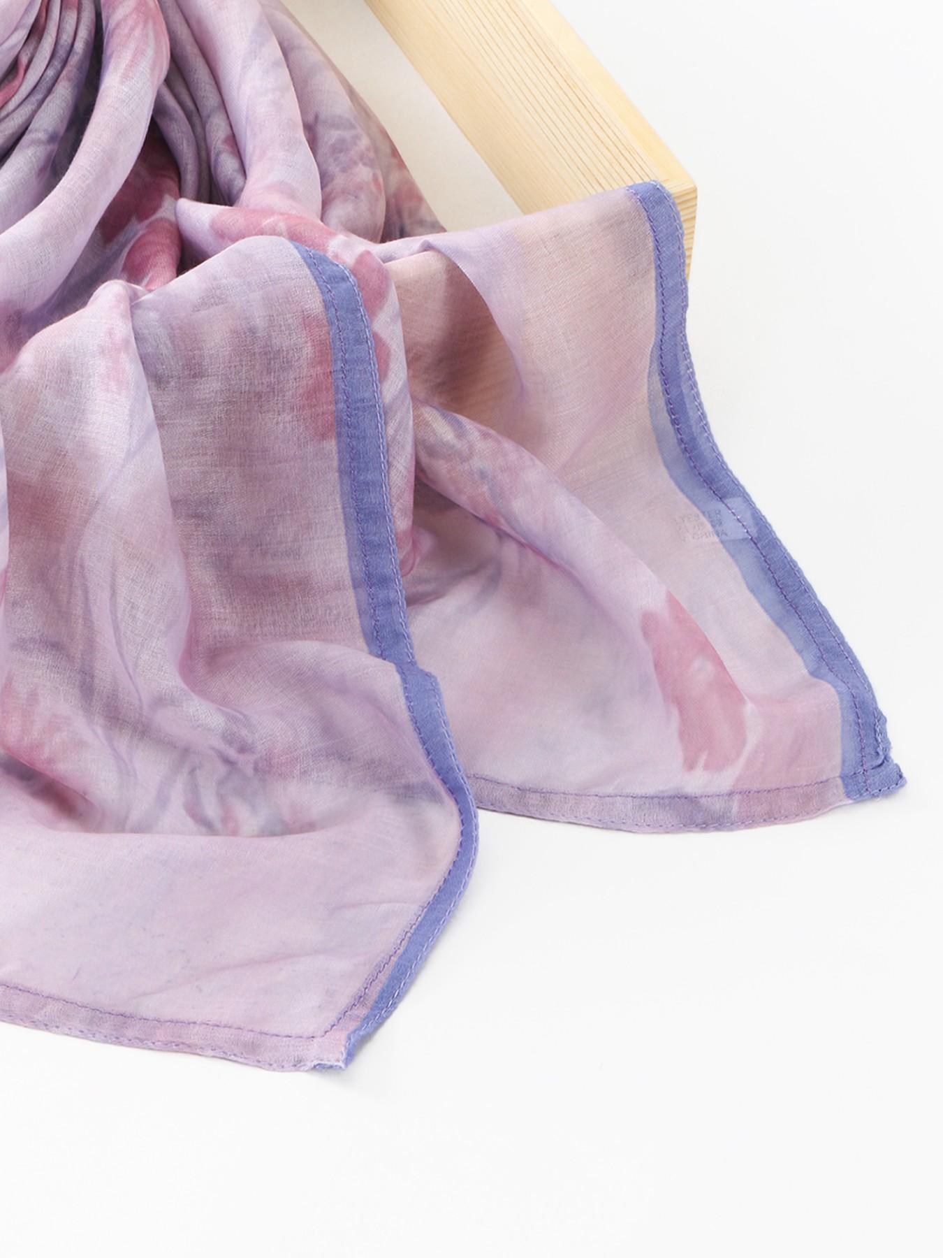 1pc Fashion Floral Voile Hijab Scarf, Elegant Printed Headscarf, Muslim Daily Wear Turban, Breathable Beach Long Shawl