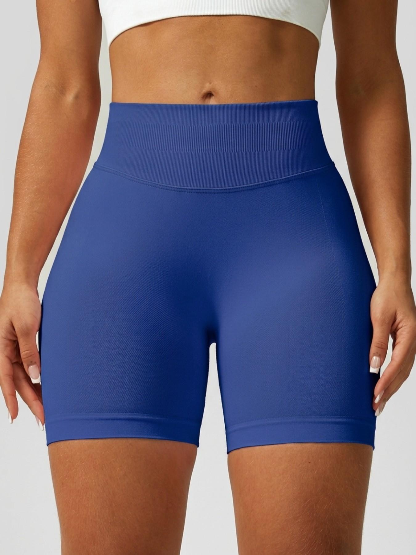 Women's Solid Color Sports Shorts 4 Way Stretch No Show Breathable Soft Comfortable High Waist Butt Lifting Shaping Active Bottoms Shorts Gym Training Seamless Peach Butt Shorts Outdoor Running Cycling Indoor Pilates Daily Versatile Yoga Shorts