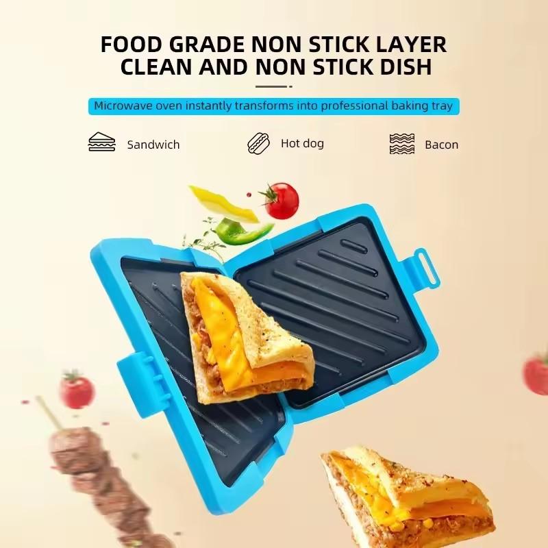 Sandwich Maker with Butter Knife, Microwave Bread Toaster, Quick and Time-Saving Panini Machine, Dishwasher Safe and Microwave Safe