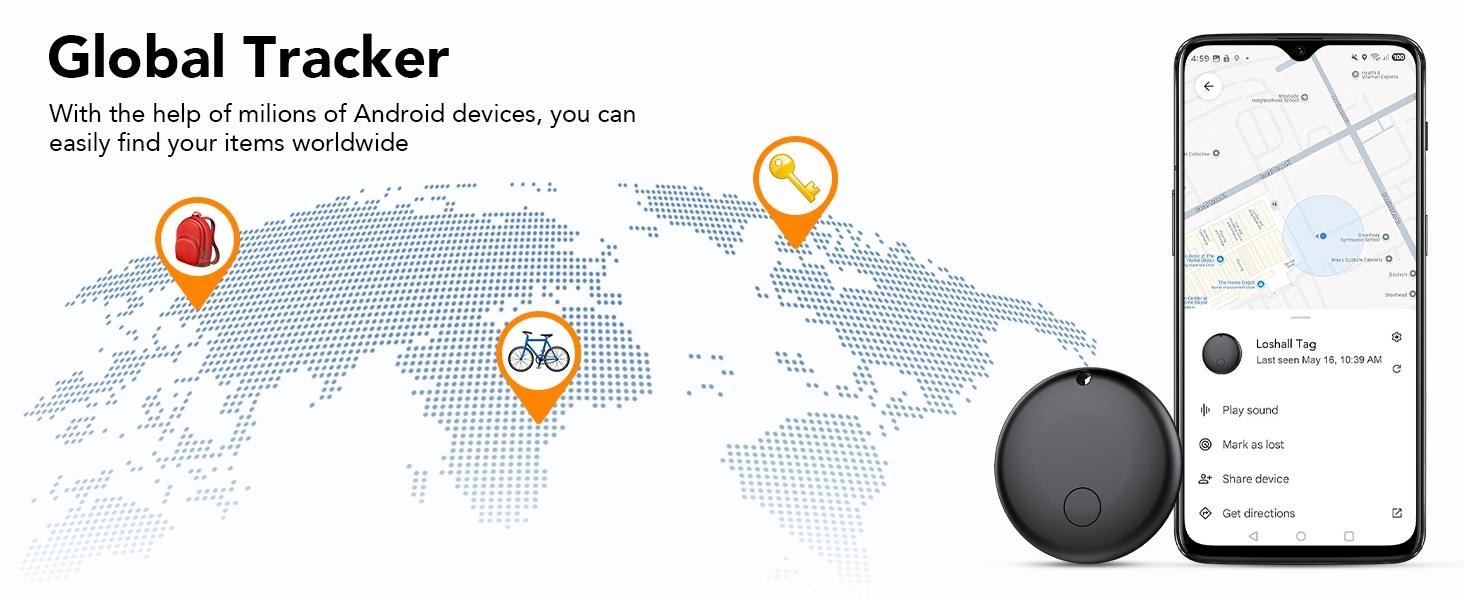 4-Pack Smarttag Google Tracker, Bluetooth-compatible Tag Find HUB Device, Anti Lost Wireless, Key Wallet Luggage Pet Item Locator, Precision Tracking for Android Phones, Plastic Durable Compact Size GPS Tracking Find My Device