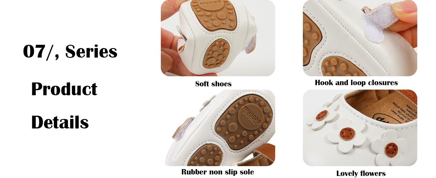 Baby Girls Mary Jane Flats Shoes Anti-Slip Rubber Sole Infant Toddler Princess Wedding Dress Shoes