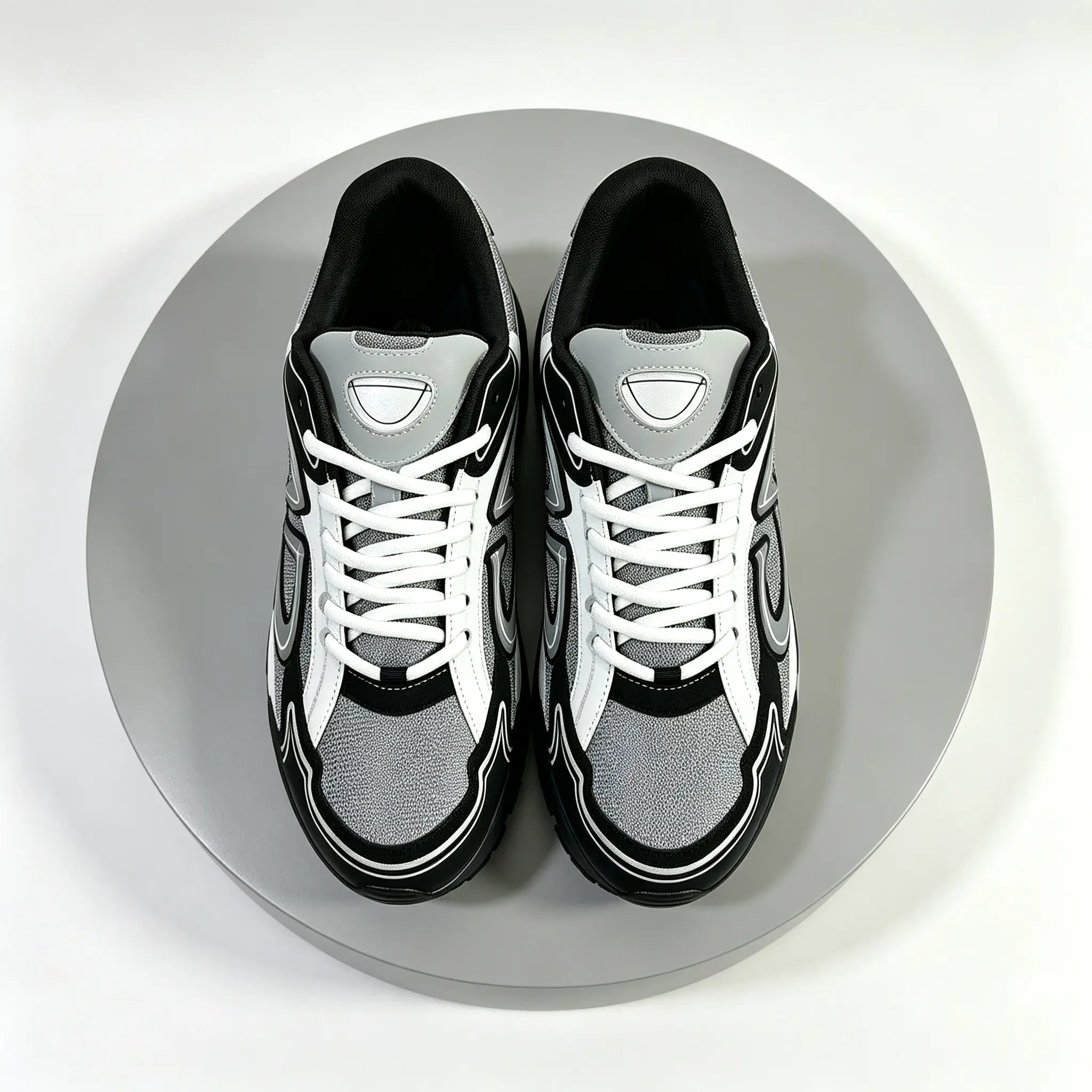 Unisex Black Gray White ColorBlock Retro Running Sneakers, Mesh & Synthetic Leather LaceUp Casual Trainers, Soft Cushioned Insole NonSlip Outsole Street Walking Athletic Shoes