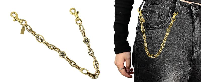 Chain Charm for Handbag, Purse Wallet &Pants Chain Jean Chains, Vintage Bag Strap Chains Extender, Classic Chain