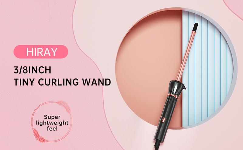 3/8 Inch Curling Iron,9mm Tiny Curling Wand,Ceramic Small Barrel Curling Iron with Adjustable Temperature,Fast Heating,for Short & Long Hair Black