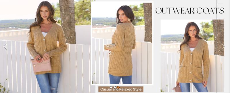 MEROKEETY Women's 2025 Fall Cable Knit Cardigan Sweater Chunky Button Up Open Front Long Sleeve Outwear Coat