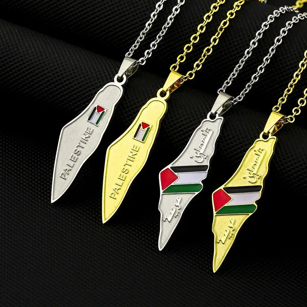 Palestine Flag Series Stainless Steel Pendant Chain Necklace For Women Men Jewelry Accessories Palestinian
