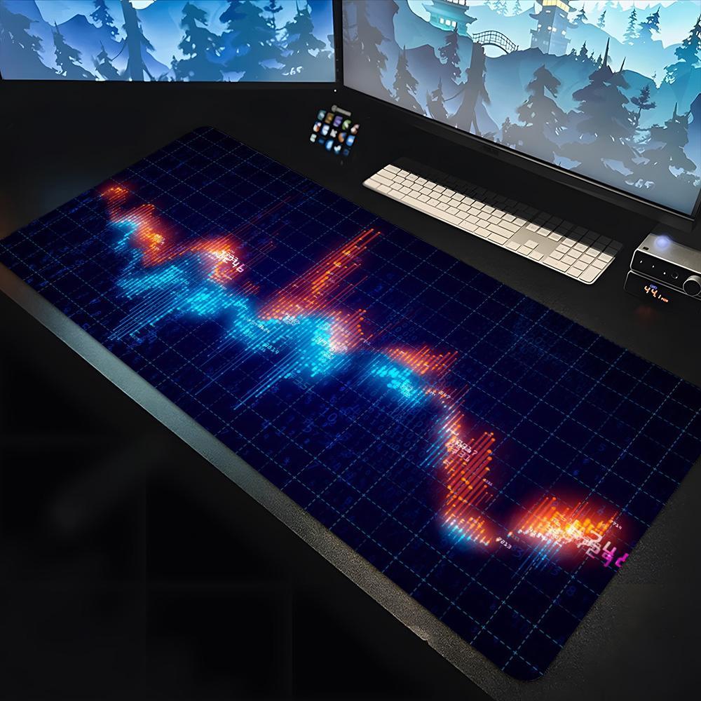 Stock Market Candle Chart Kawaii  Mouse Pad large keyboard mouse desk pad non-slip rubber gaming mouse pad laptop carpet 600x300