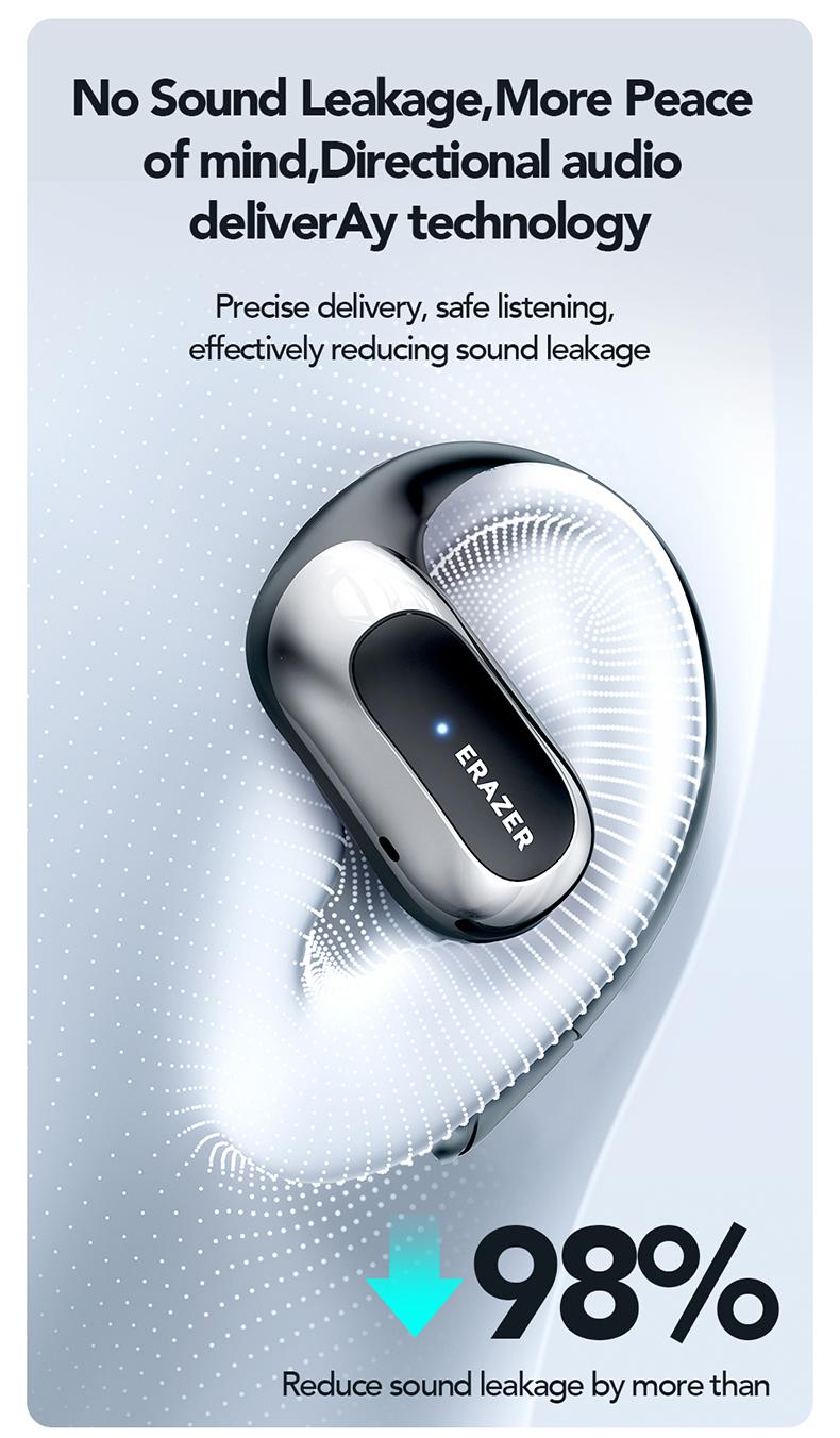 ERAZER X5 AI Translation Earbuds, Real-time Translate with APP, OWS Open-Ear Headphones, Ear Hooks Design , Wireless Earbuds, With HD Mic, Waterproof, Power Digital Display, 24H Playtime, Bluetooth 5.4 Earbuds, Gaming with Low Latency