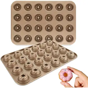 2 Pack 24-Cavity Mini Bundlette Cake Pans Nonstick Carbon Steel Fluted Bundtini Cake Molds for Baking Cupcakes Donuts Cornbread Brownies Jellies