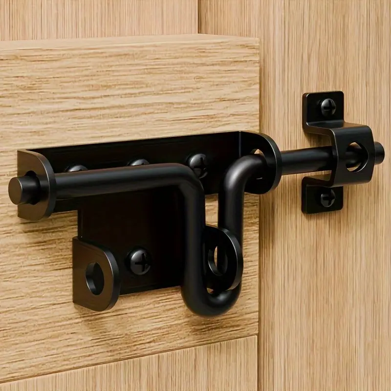 6.3 Inch Heavy Duty Stainless Steel Security Door Lock, High Security Locks, Black Gate Lock with Keyhole, No Battery Required, Durable Fence Door Latch for Wooden Fences Barns Sheds Garages Outdoor Gates, Stylish Black Finish Home Hardware