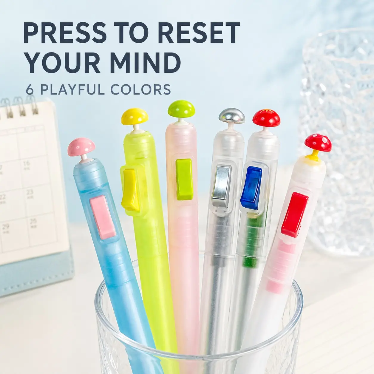 1/2/6 Exam Prep Stress-Relief Click Pen - 0.5mm Smooth Writing Gel Pen, Anti-Anxiety Study Tool for College Students, INS Aesthetic Practice Test Pen, Quick-Drying Ink, Homecoming Season, Christmas, New Year Gifts
