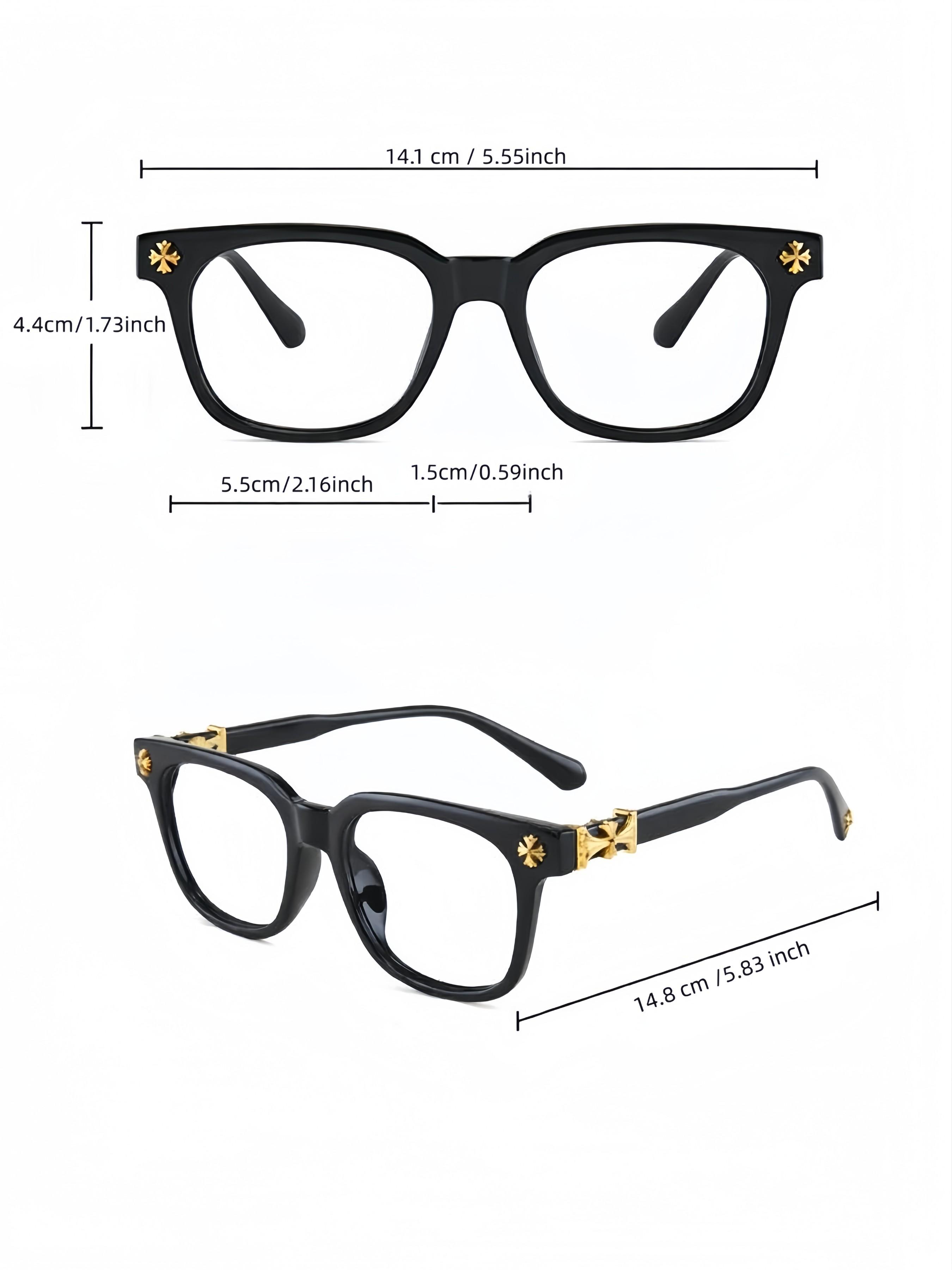 Classic Square Frame Sunglasses, Unisex Casual Optical Glasses, Random Print Decorative Lenses, All Seasons Travel Fashion Eyewear