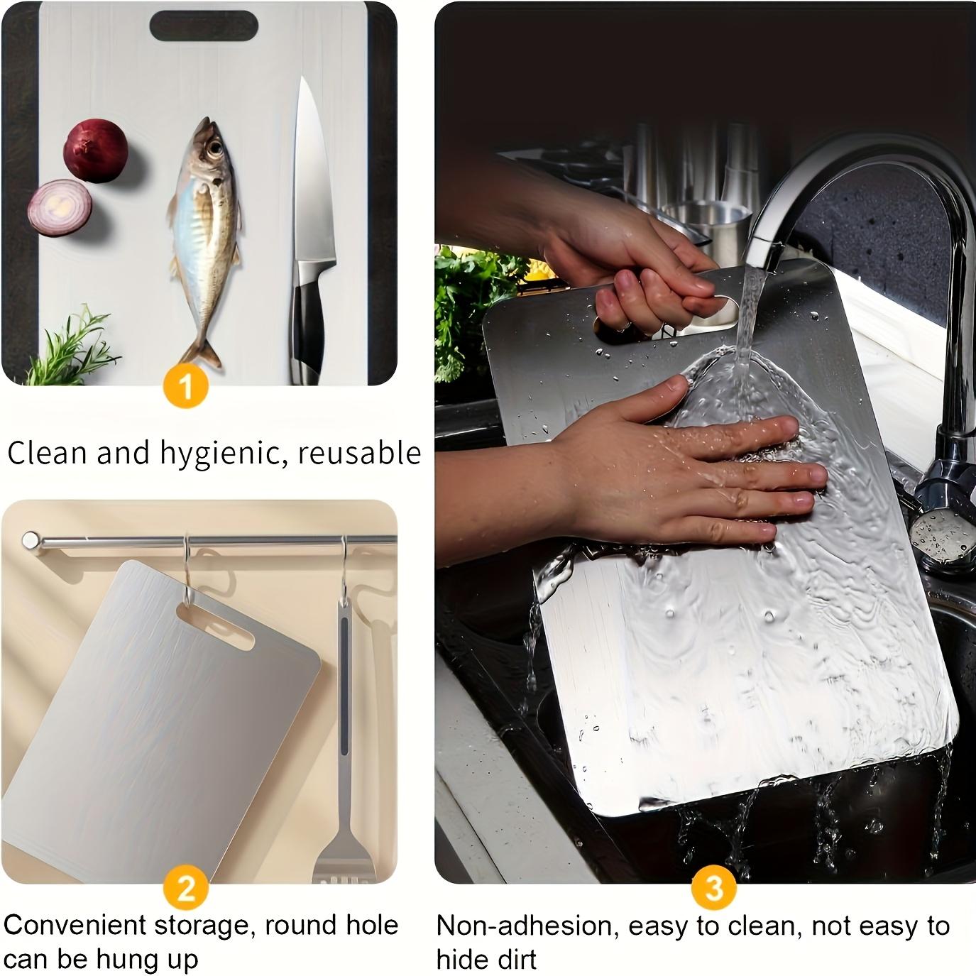 3 Piece Premium Stainless Steel Cutting Board Set Durable Easy to Clean Space Saving Rustproof BPA Free Food Safe Kitchen Prep Cutting Boards for Kitchen