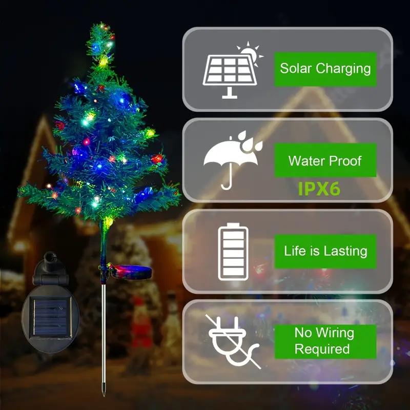 Solar LED Christmas Tree Lights, Ip65 Waterproof Outdoor Garden Pathway Outdoor Decorative Lights Decorations, Pre-Lit Solar Powered Yard Lawn Lamp Set