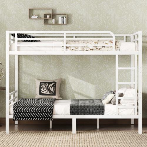 Metal  Bunk Bed for Teens and Adults,Space-Saving/Noise Reduced/No Box Spring Needed,White