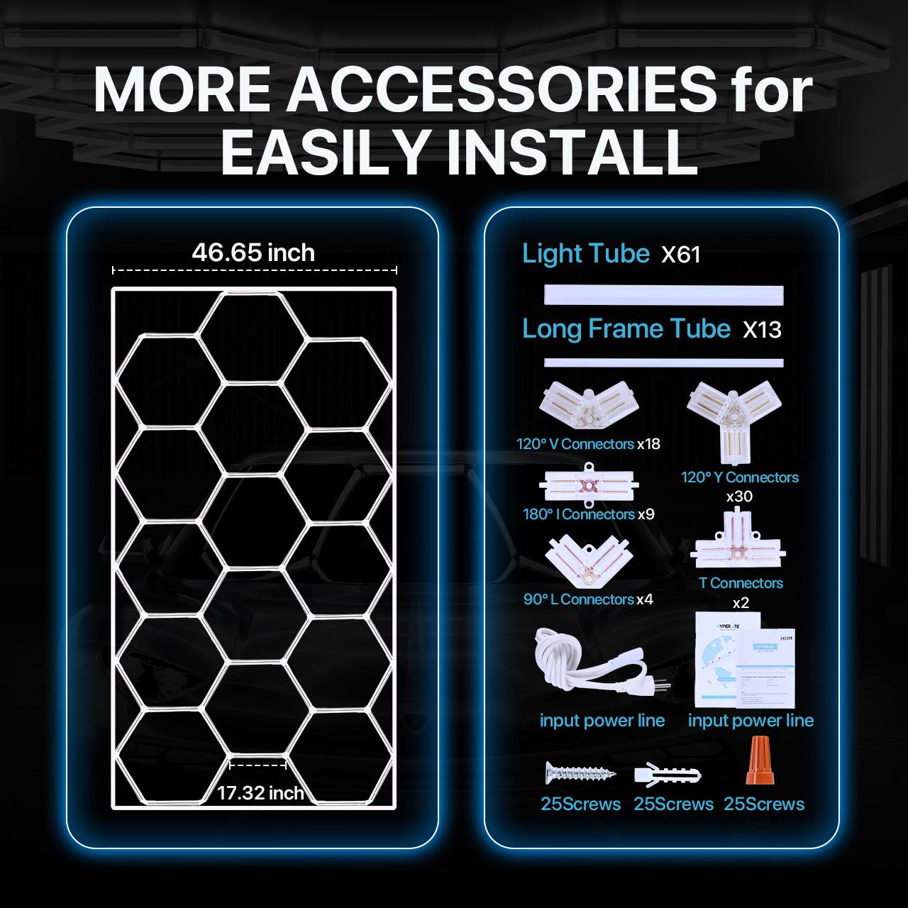 HYPERLITE hexagon LED lights, offering 9900/15840/30360/38280/60720 LM hexagon lights brightness for garage detailing, gyms, and shops Honeycomb Lights, with 3-level dimming control led hexagon lights,Adjustable Lighting,SpringGlowUp HYPERLITE hexagon LED lights, offering 9900/15840/30360/38280/60720 LM hexagon lights brightness for garage detailing, gyms, and shops Honeycomb Lights, with 3-level dimming control led hexagon lights,Adjustable Lighting,SpringGlowUp