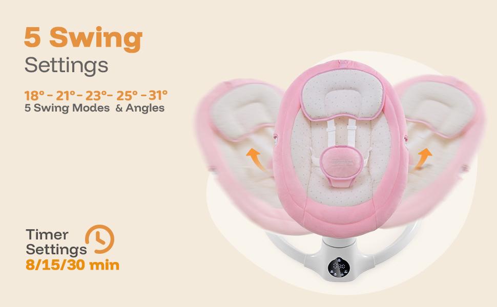 HARPPA Weddell Lite | Compact Electric Baby Swing with Music Speaker, Newborn Bouncer & Rocking Chair, Foldable Bassinet for Baby with Harness, 5 Adjustable Speeds