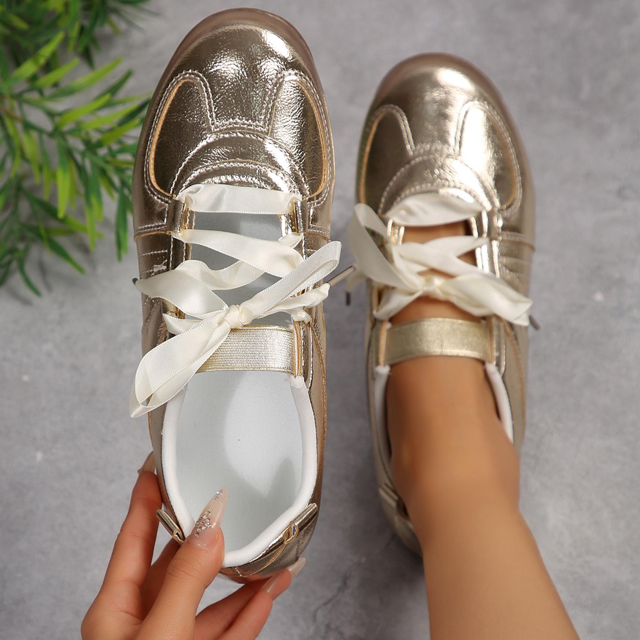 Women's Footwear Leather Trainer Shoes with Lace Up - Stylish Comfortable Walking Girl Sneaker Casual