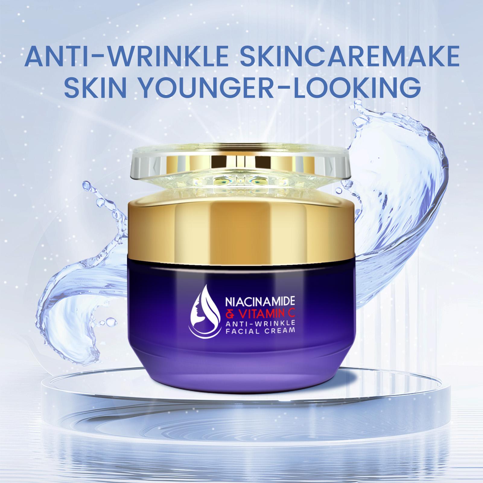 Vitamin C Niacinamide Wrinkle Cream, Gentle Skin Care, Fades Fine Lines, Brightens Skin Tone, Hyaluronic Acid, Long-Lasting Moisture, 50g