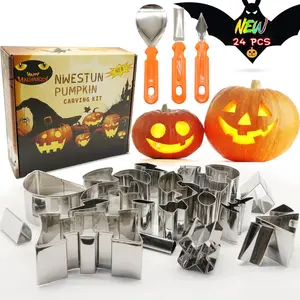 Pumpkin Carving Kit Halloween, Pumpkin Carving Tools for Kids, Safe & Easy & DIY Pumpkin Carving Set for Halloween Decoration Jack-O-Lanterns, Gift for Halloween (24Pcs)