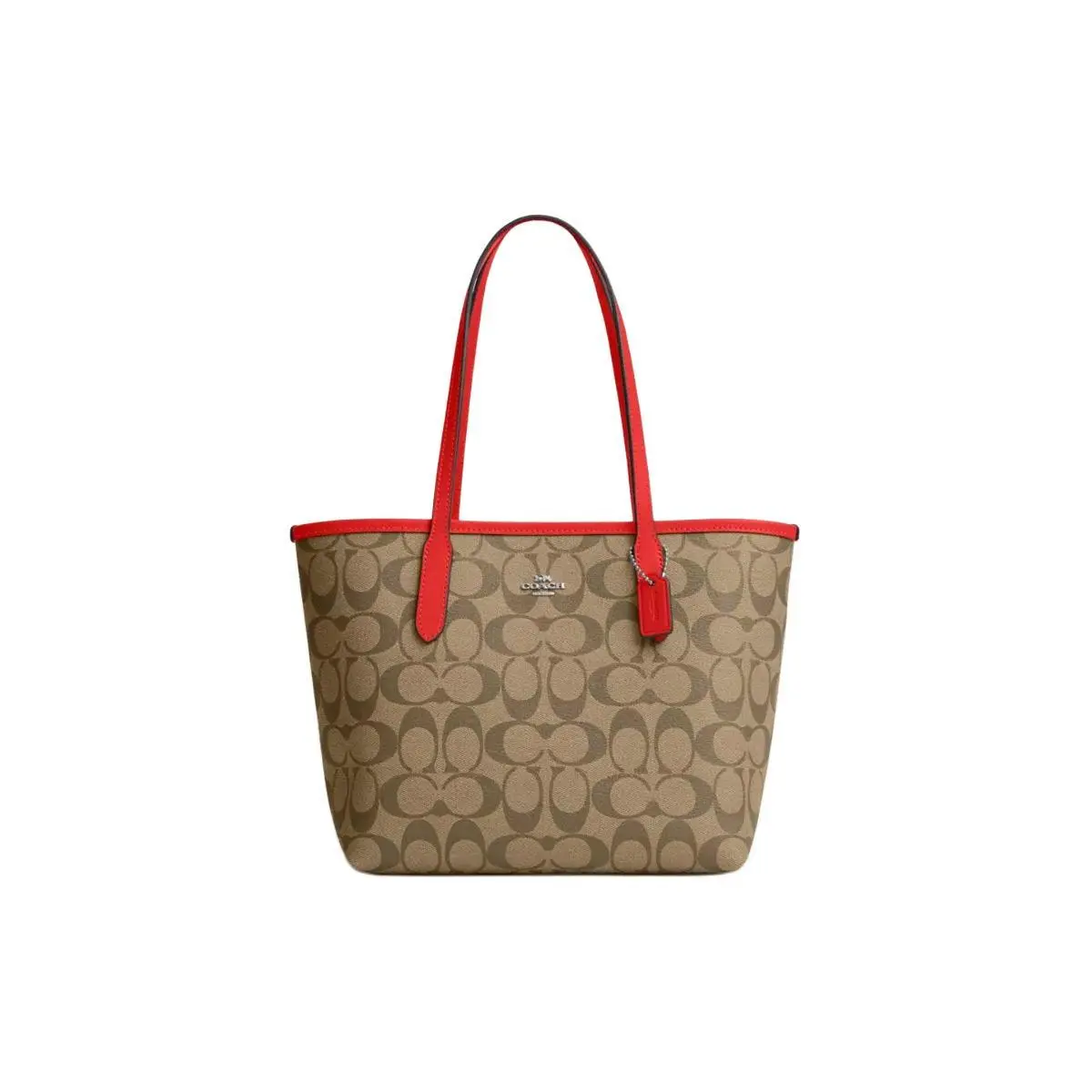 COACH City 23 Gold-Logo Classic Monogram Tote Bag for Women – Coated Canvas and Leather, Medium Size, Multi-Color