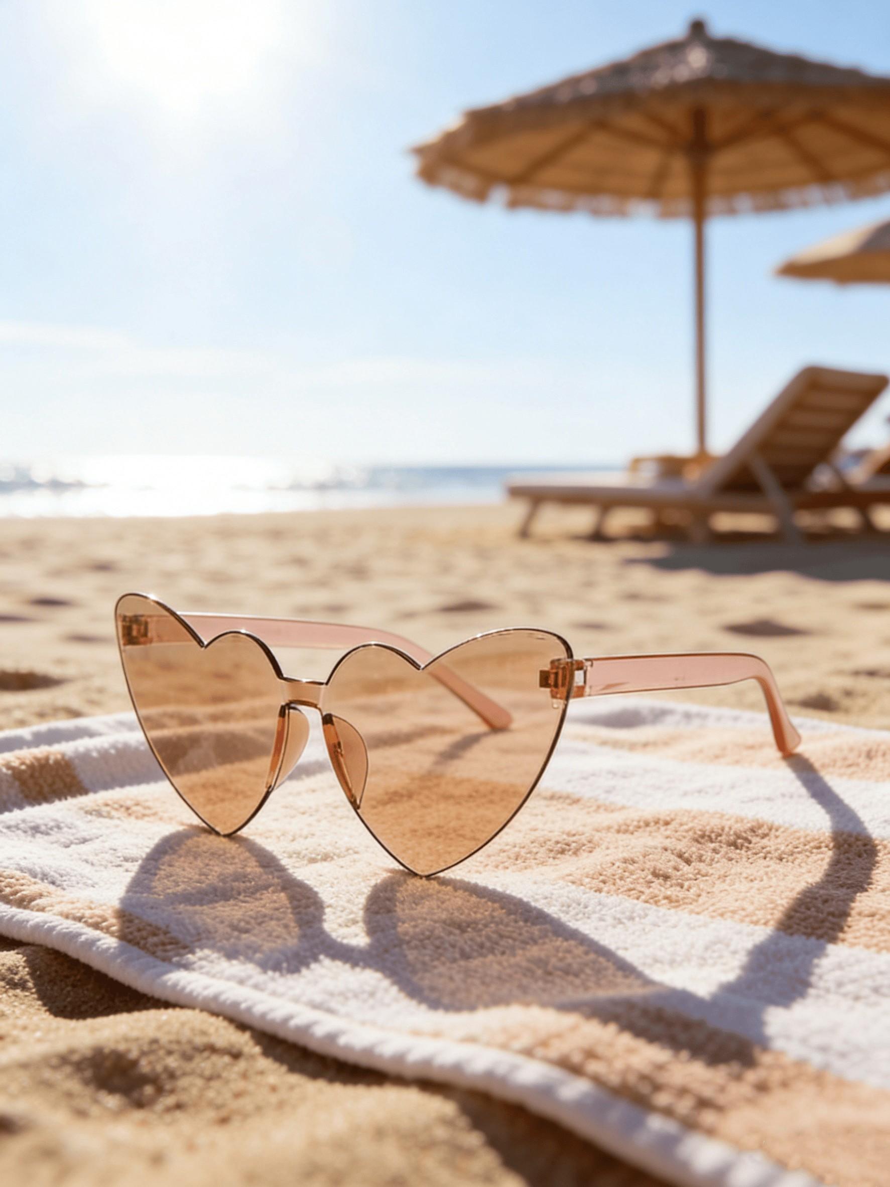 Women's Heart-Shaped Fashion Glasses, Colorful Valentine's Day Sunglasses, Perfect for Beach, Travel, Daily Wear, Elegant Style