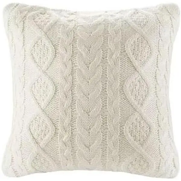 Decorative Knit Throw Pillow Cover Chiristmas  Sweater Square Warm Cushion Cover for Couch, Bed,  Accent Decor (Cream, (18x18 inches(45x45cm))
