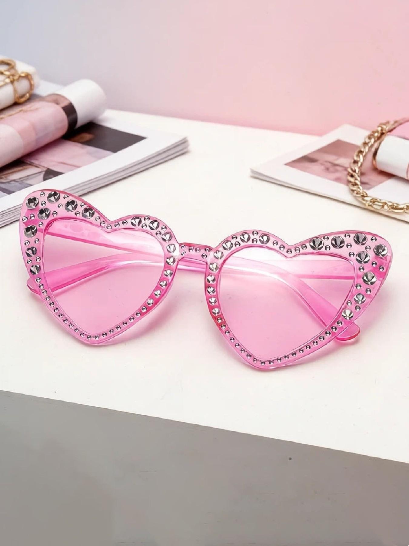 Women's Fashion Heart-Shaped Full Frame Glasses, Lightweight Luxury Style with Faux Pearls Design, Trendy Decorative Eyewear