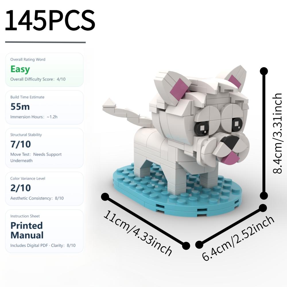 145PCS Exquisite Animal Building Blocks Set, DIY Building Brick Toy, ABS Plastic Material, Animal Model with Sturdy Base, Includes Printed and Electronic Instructions, Desk Display Collectible Ornament, Home Bedroom Office Decoration, Birthday Gift