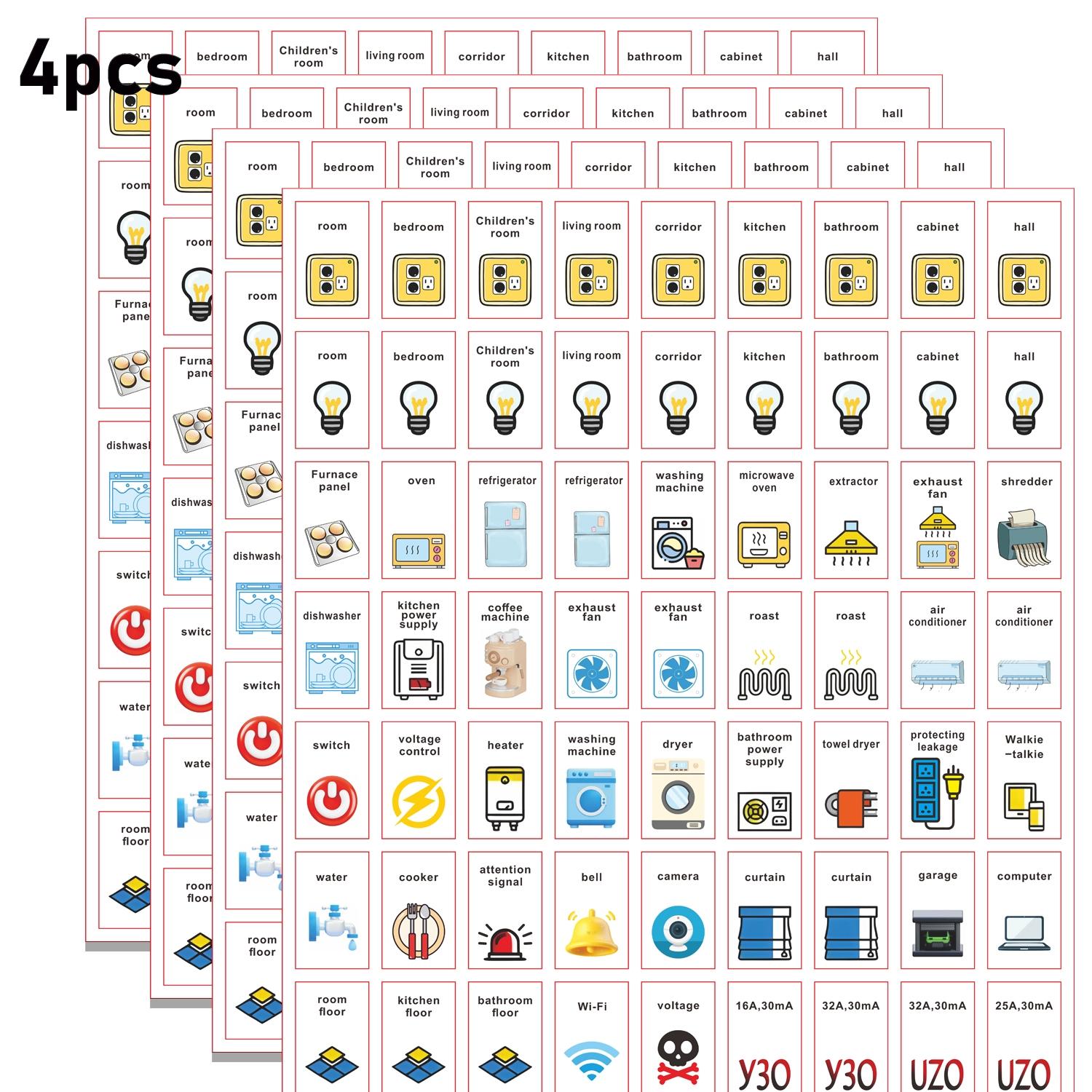 Electrical Panel Index Label Stickers, Switch Label Set, Circuit Breaker Reminder Decals, Home & Office Decor, Electrician Tools, Adhesive Stickers