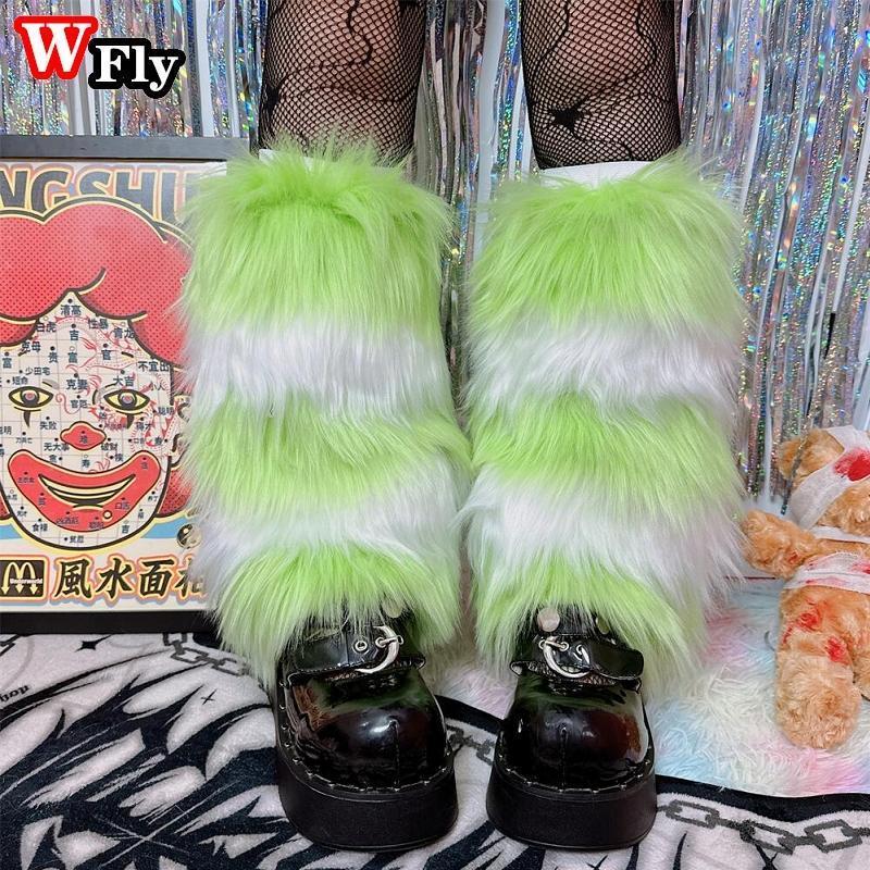 Multi-color plush stripe Leg Warmers Spicy Girls Millennium Gothic punk woman Leg Warmers y2k Harajuku Multi-color plush stripe Leg Warmers Spicy Girls Millennium Gothic punk woman Leg Warmers y2k Harajuku