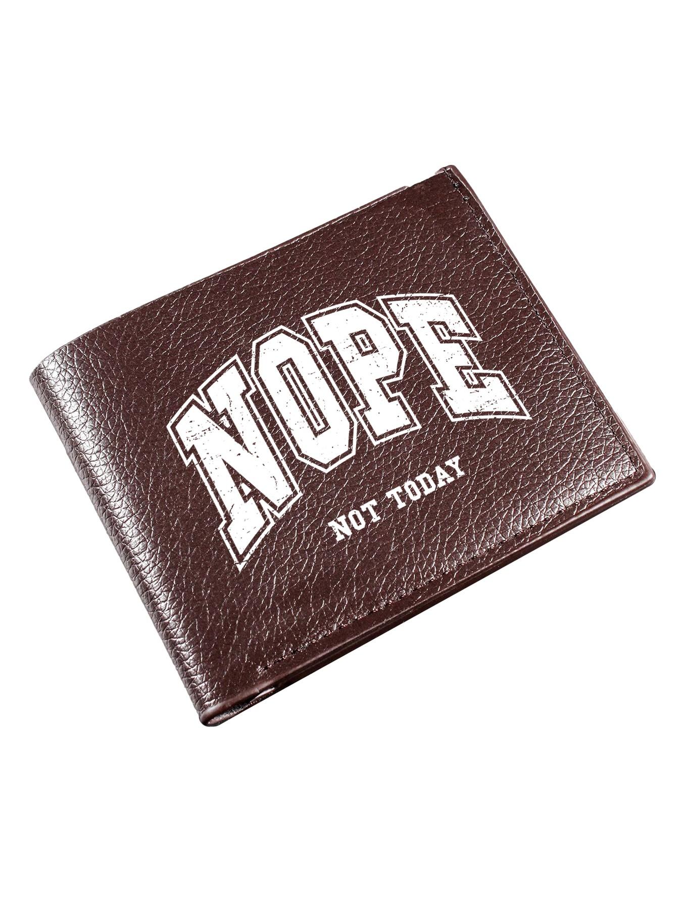 Minimalist 'nope Not Today' Neutral Fold Wallet, PU Leather Casual Card Holder, Unisex Daily Commute Portable Wallet