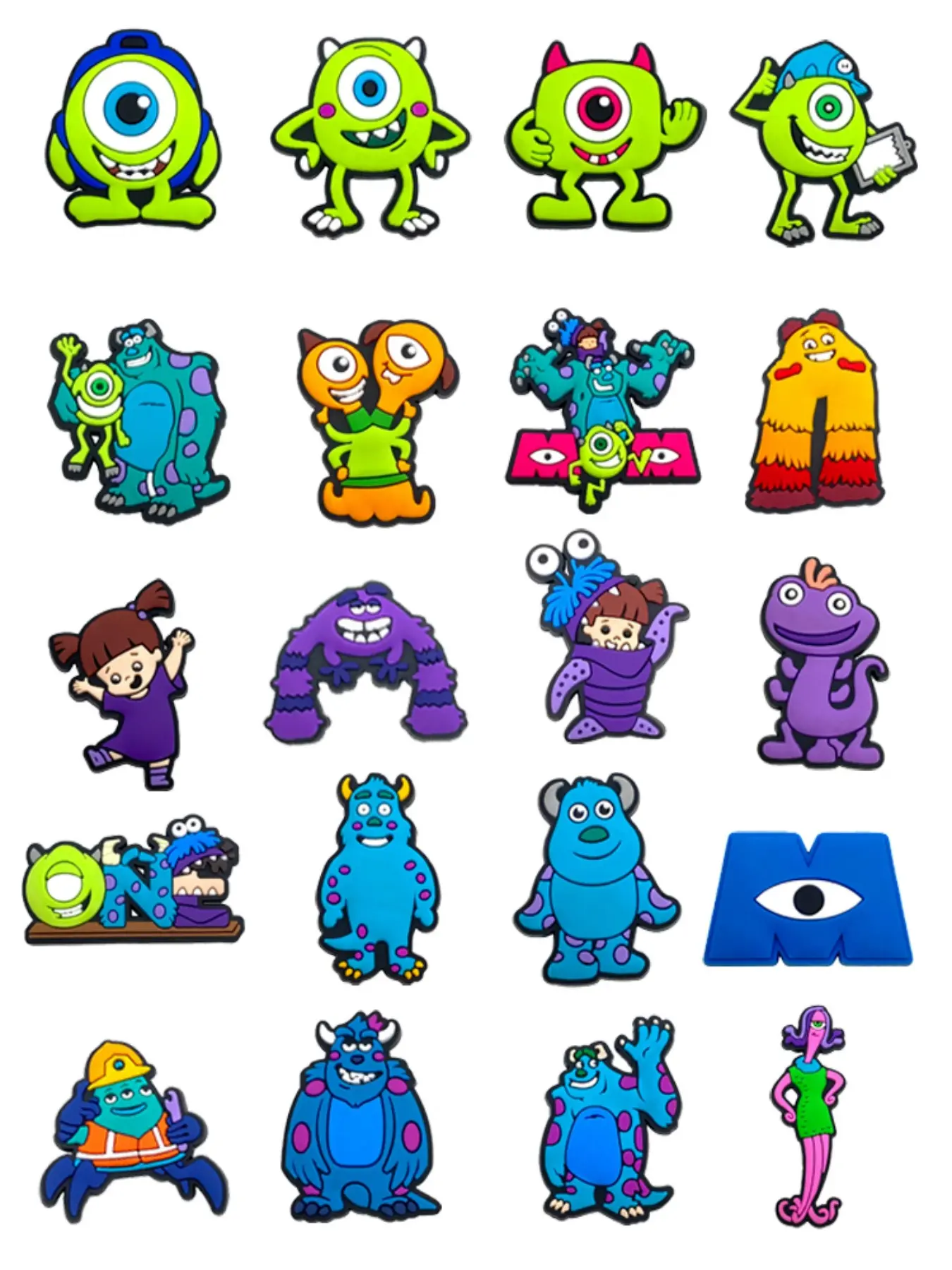 20pcs Monster University Cartoon Shoe Accessories, Cute Kids' Shoe Decorations, Wristbands, Sandals, Perfect Christmas Gifts
