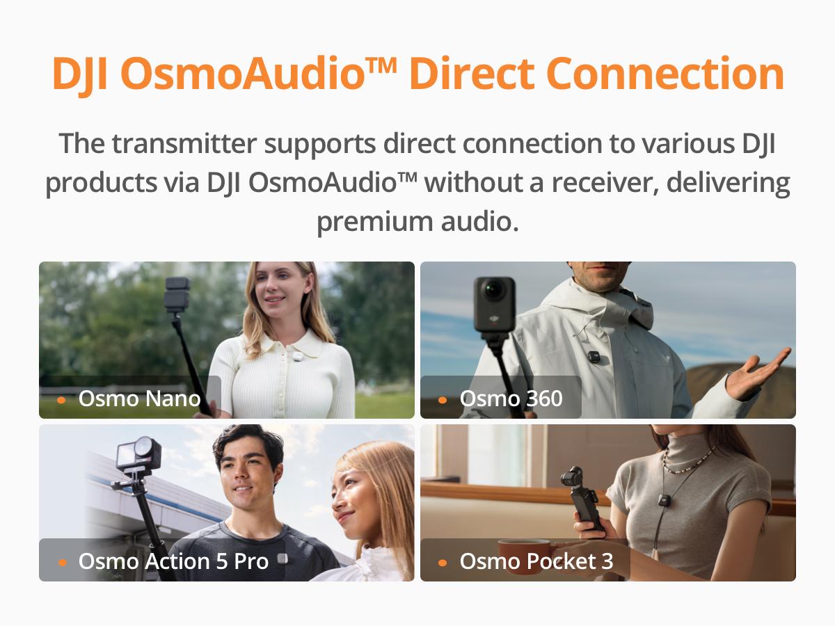DJI Mic 2 Clip On Cordless Mics with High-Quality Audios for iPhone, Camera, Android, Ultralight Design, Adaptive Gain, Intelligent Noise Cancelling, Dual Band Anti-Interference, 32-bit Float Internal Recording, Vlog, Livestream, Clip On Mic