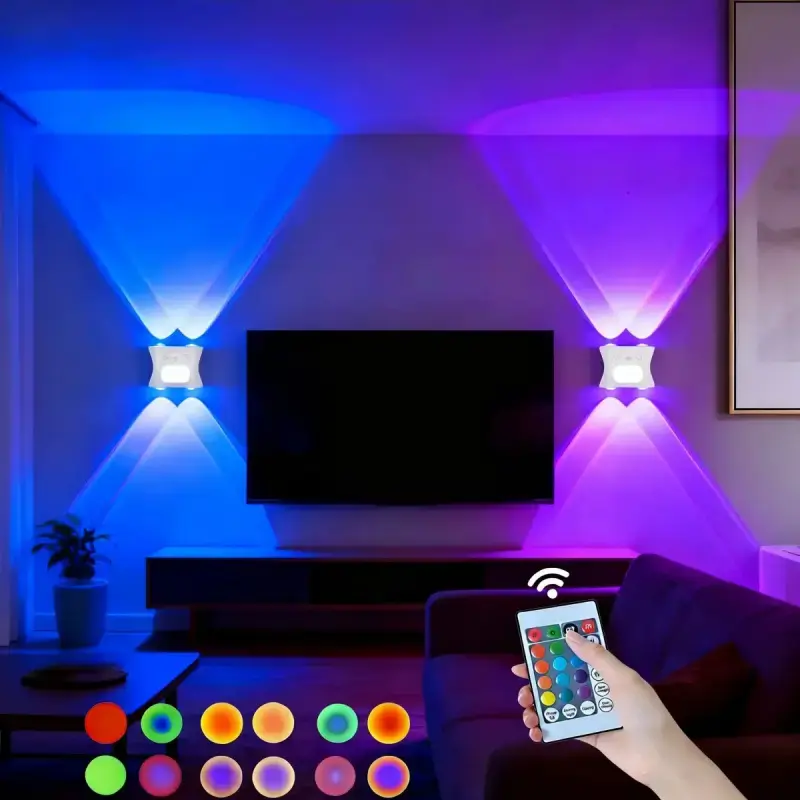 Motion Sensor Wall Light with Remote, Battery Operated Wall Sconce | LED Wall Lamp 16 RGB Colors & 3 Color Temp, Magnetic Motion Sensor Light Indoor for Hallway Stairs Closet Bedroom,Christmas gifts, family time,Christmas decorative lights