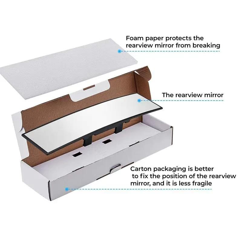 Universal 11.81 Inch Panoramic Convex Real View Mirror for Car SUV Trucks Reversible Passengers High-Quality Glass Anti-Fall Design Easy Install Rearview Mirror