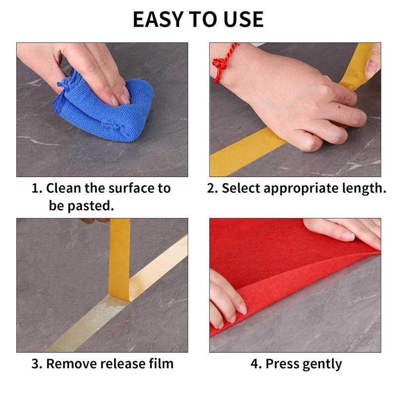 Transparent Cloth Mounting Tape Double Sided Heavy Duty for Carpet Hardwood Floors Area Rugs Mats Posters Wall Hanging 1.4inch x 33FT 10m