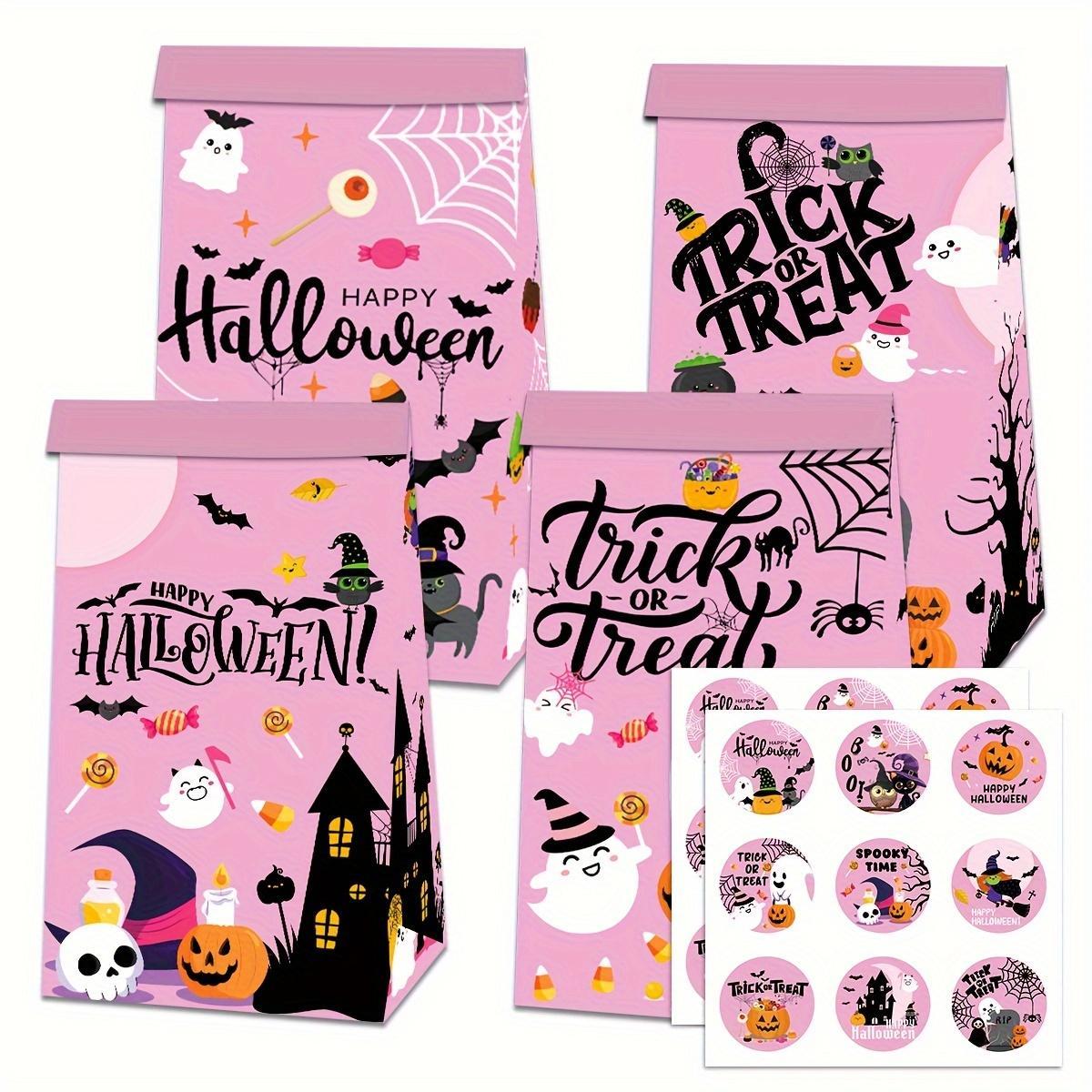 30pcs Halloween Candy Snacks, Paper Bags, Cute Funny Sealing Stickers, Decorative Props, Party Supplies, Fun Halloween Treats