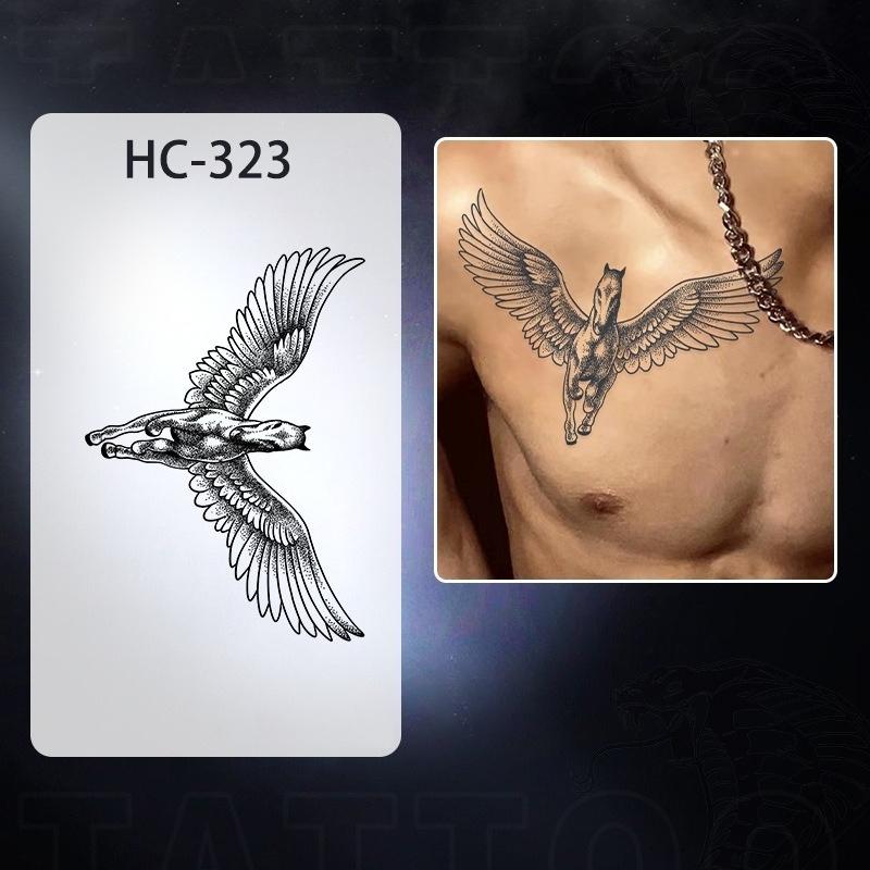 Men's European retro tattoo stickers, compass and mountain, Spartan warrior, bird compass, durable and waterproof, temporary tattoo stickers lasting one to two weeks