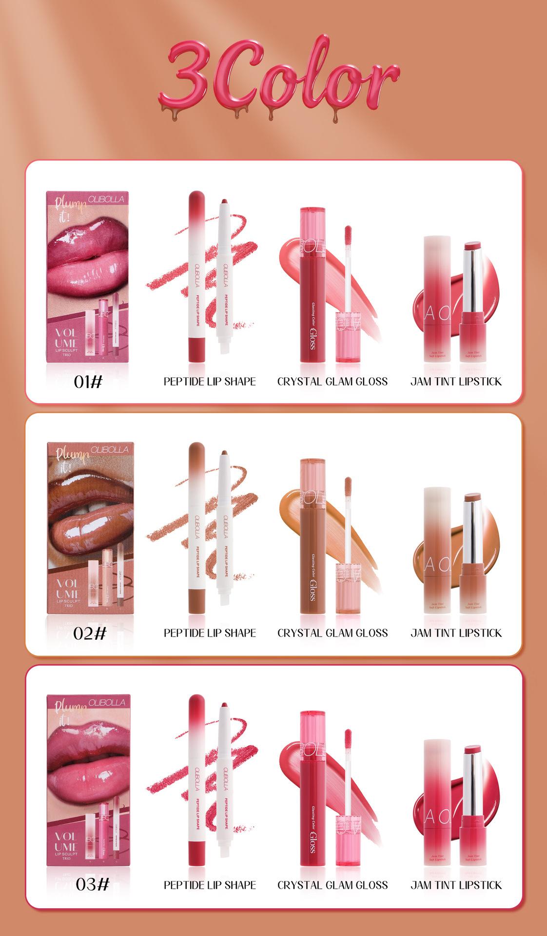 3 Piece Matte Lip Liner Set, Water Gloss Lipstick Makeup Combo, Long-Lasting Non-Fading, Easy Application, Perfect for Students and Dates, Lippie Pencil Kit