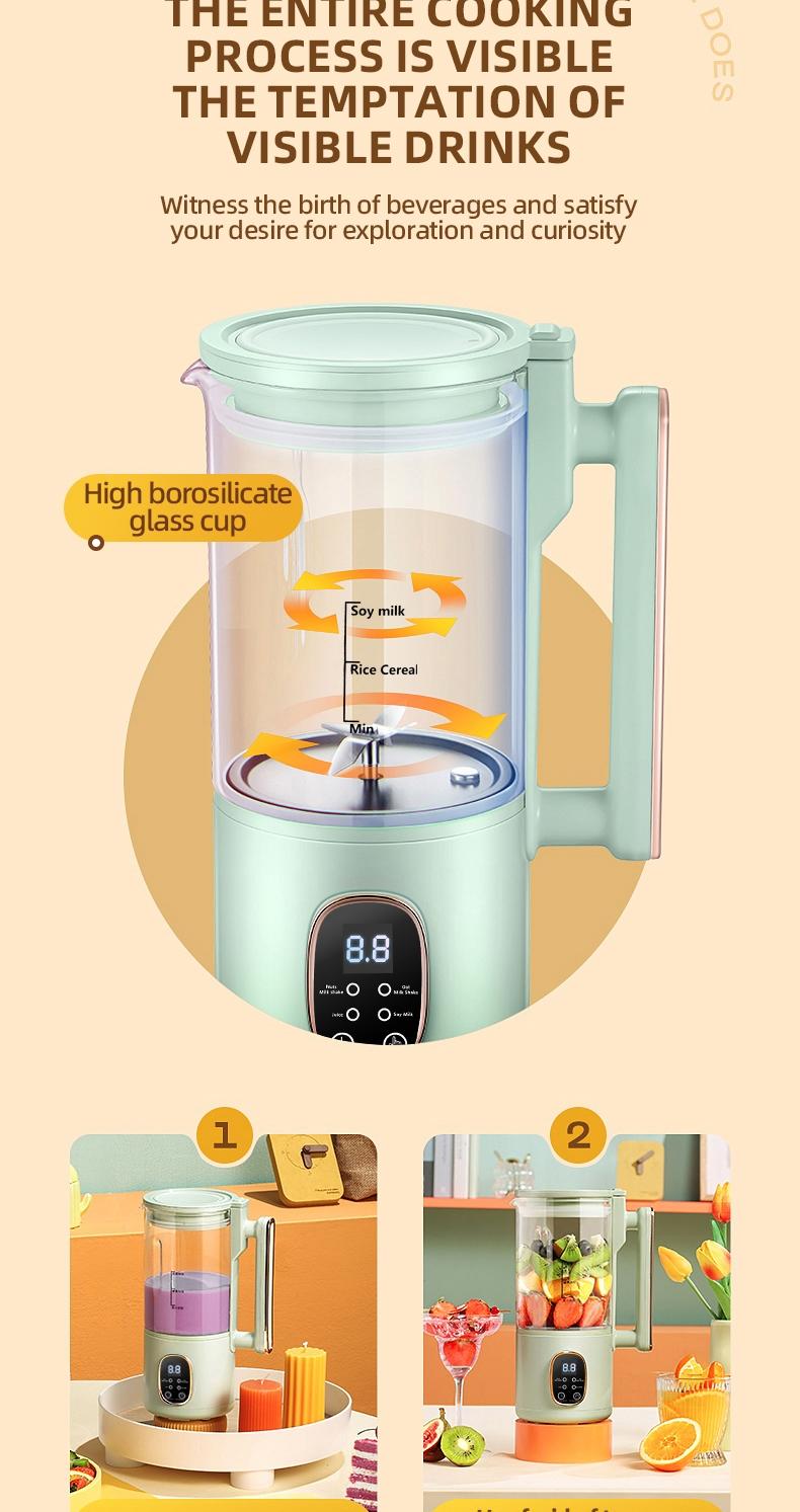 Automatic Multifunctional Household Soymilk Maker, No Cooking or Filtering Needed, Includes Juice Blender, Oatmeal Smoothie Machine, Nut Milk Machine