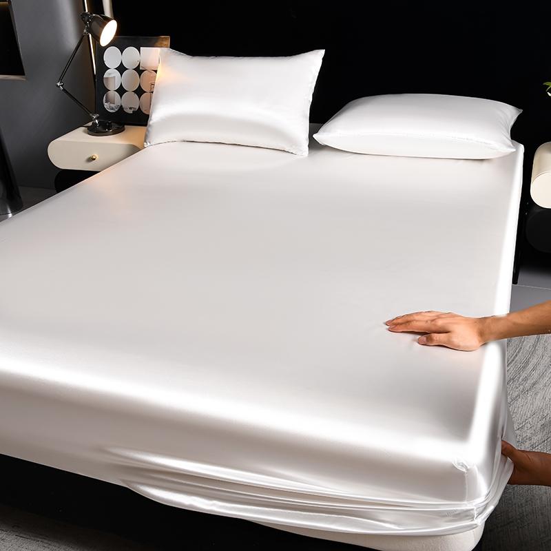 2/3Pcs Silky Satin Bed Sheet Set, Satin Bed Sheets, Dustproof Mattress Protector, Soft and Comfortable Fitted Sheet, Skin-Friendly & Breathable, Smooth Mattress Cover, Silk-Like Bedding for Bedroom/Dorm/Hotel, Multiple Sizes Available